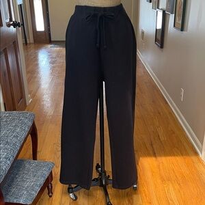 Relaxed Wide-Leg Black Drawstring Joggers